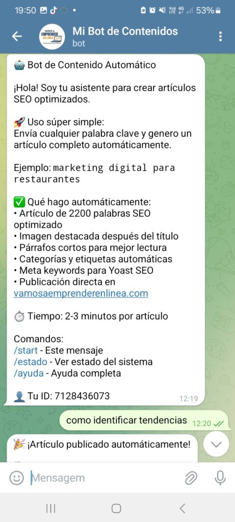 Bot en Telegram que escribe y publica por ti 8