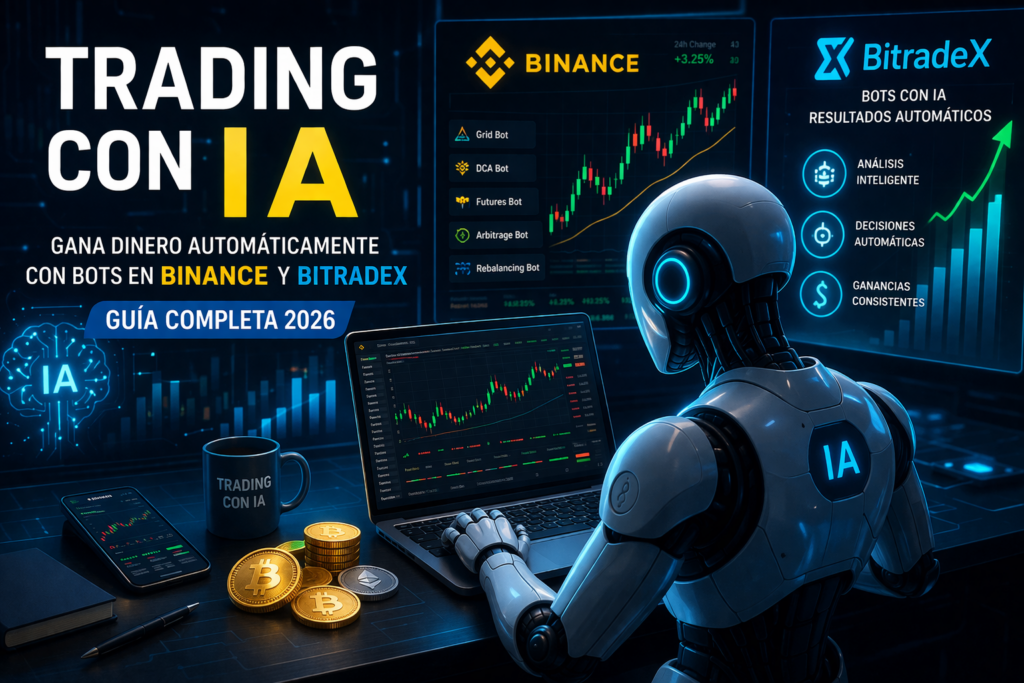trading con IA en Binance y BitradeX