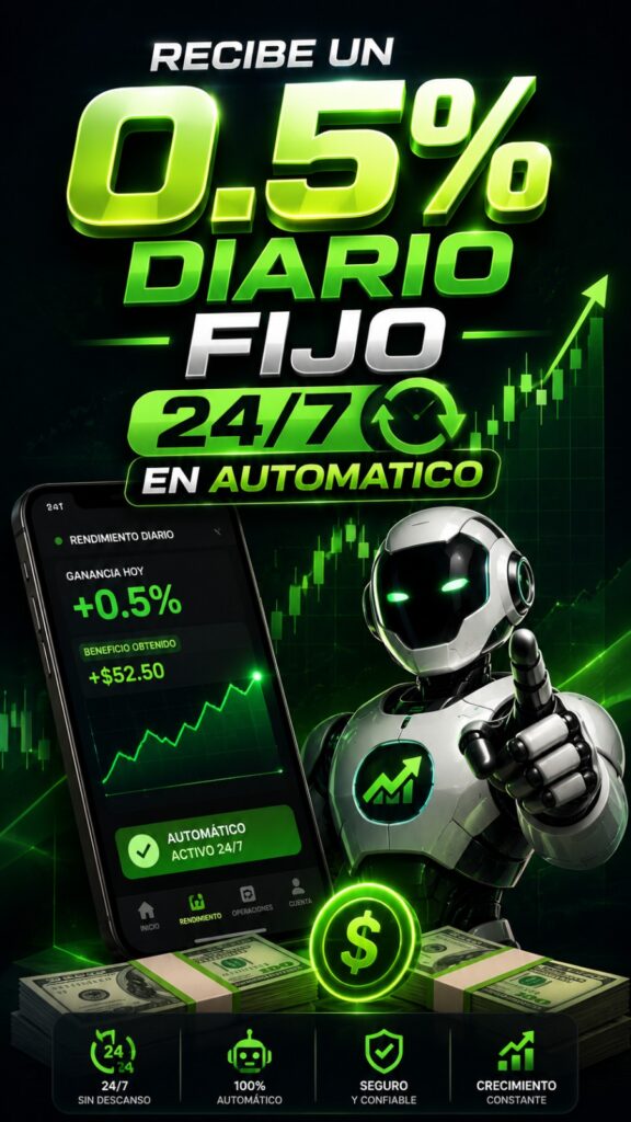 Recibe 0.5% Diario 24/7 en Automático
